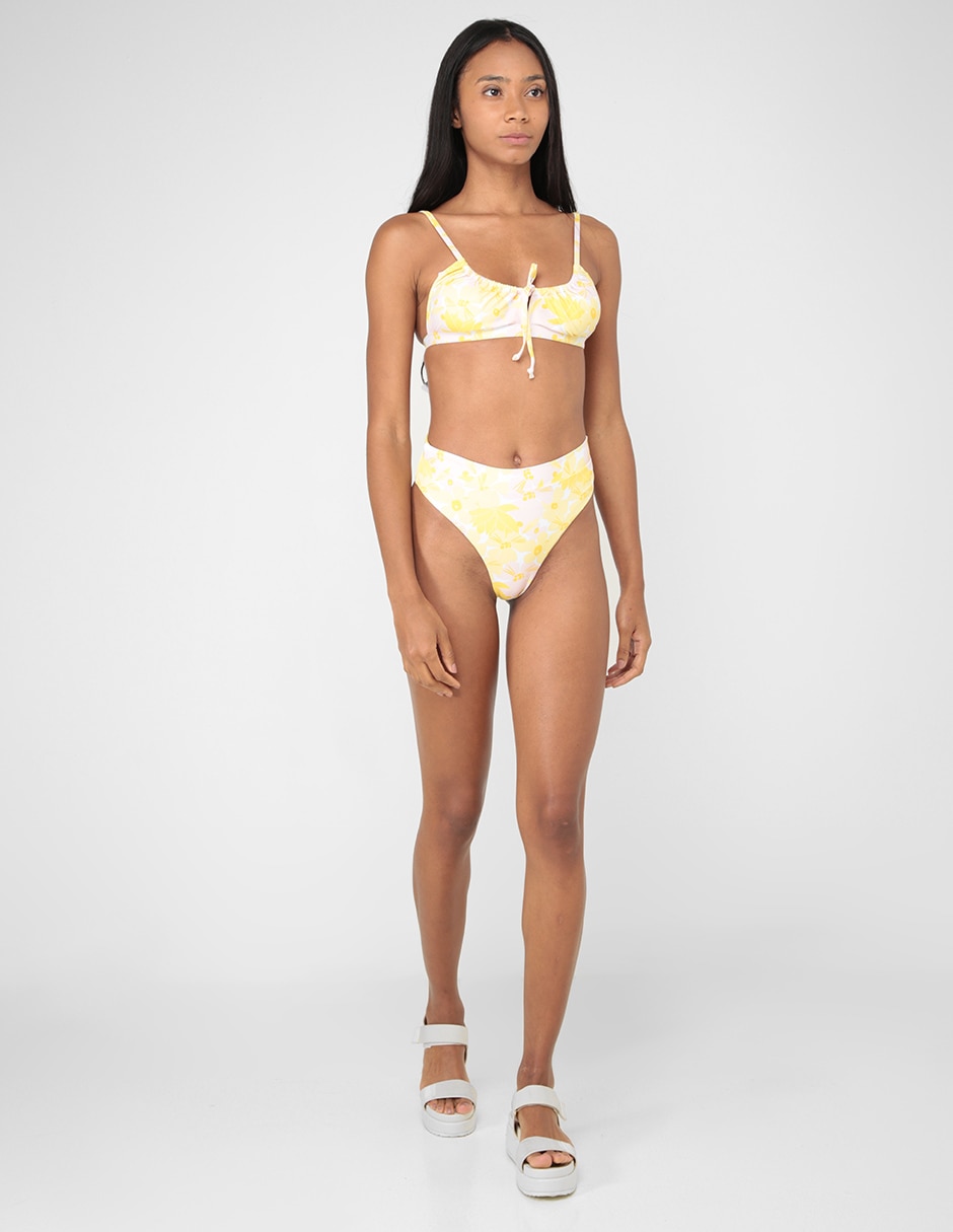 Bikini floral corte cintura para mujer 5