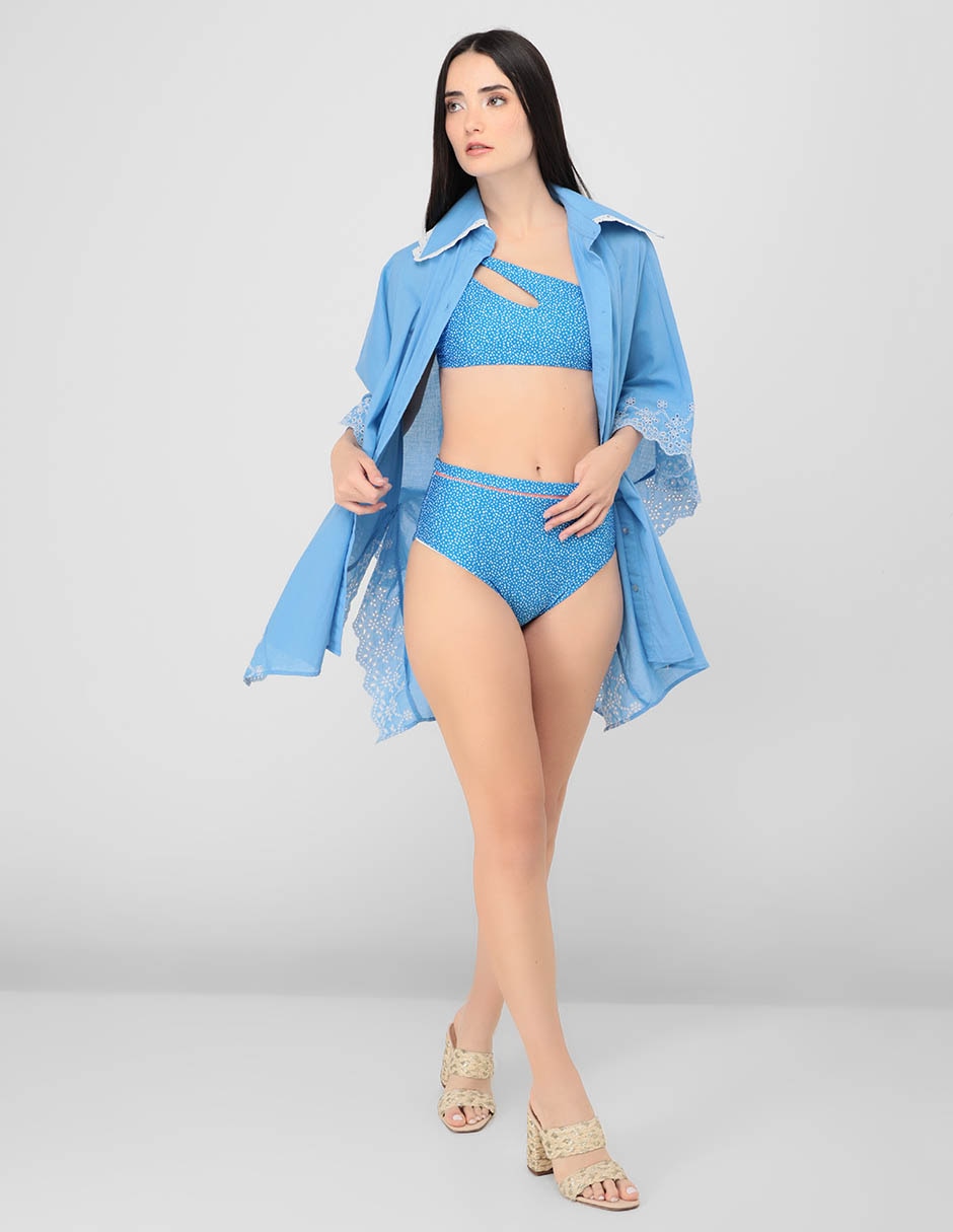 Bóxer bikini estampado floral a la cintura para mujer 5