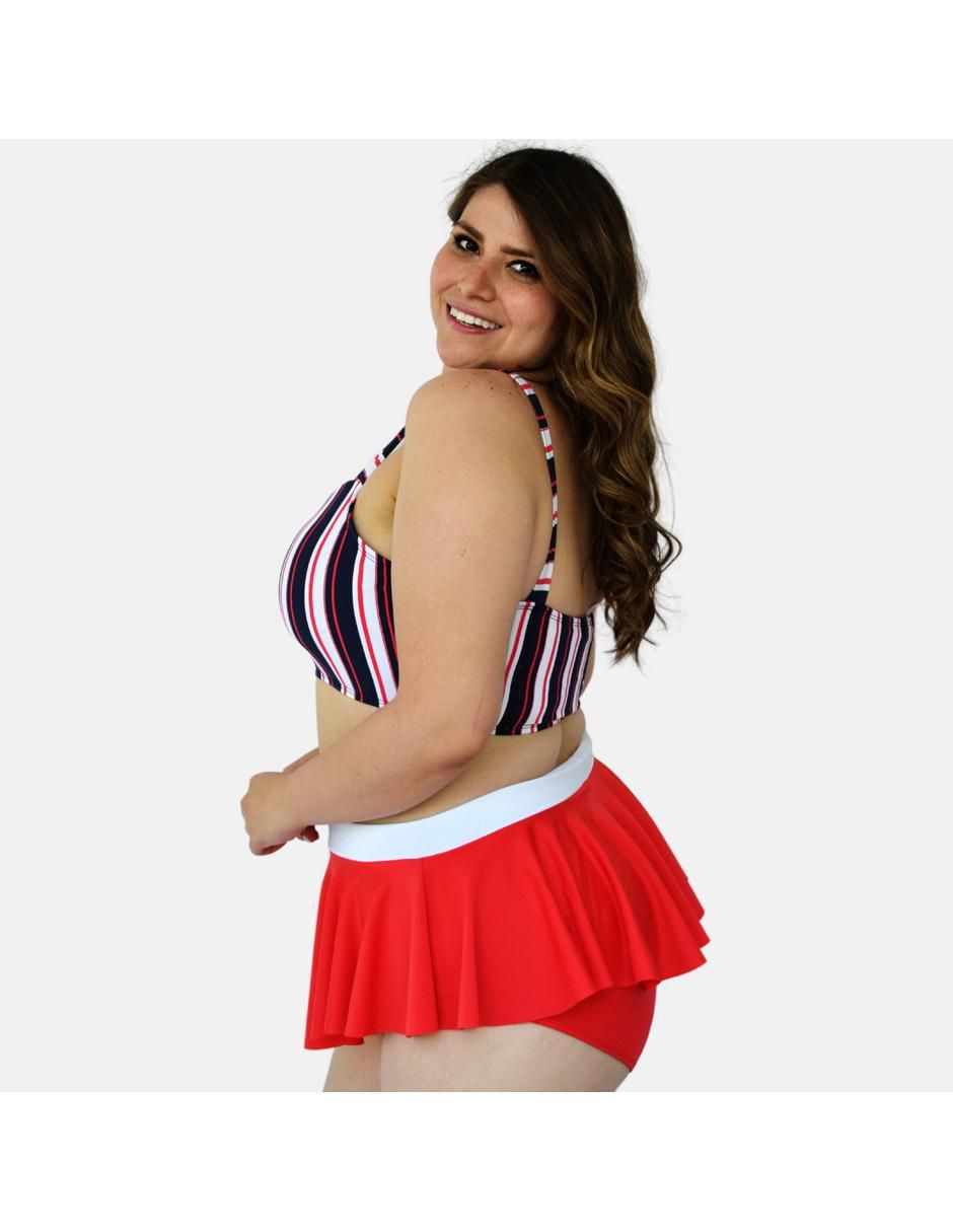 Conjunto bikini estampado a rayas para mujer