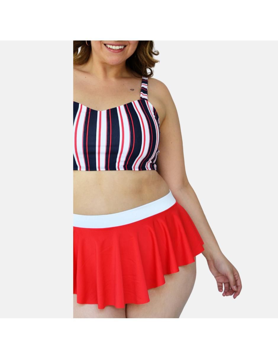 Conjunto bikini estampado a rayas para mujer 2