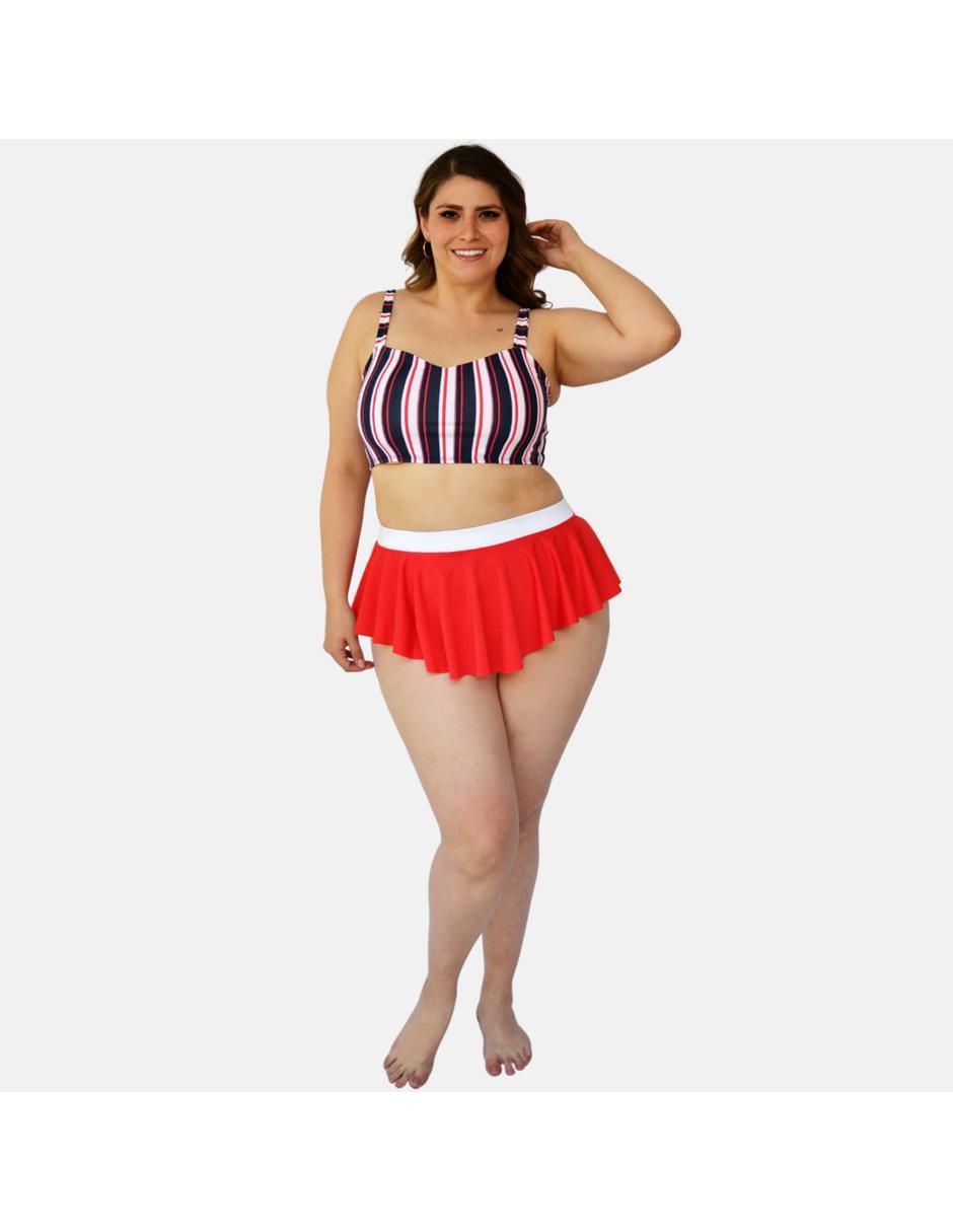 Conjunto bikini estampado a rayas para mujer 3