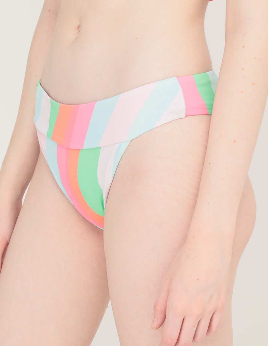 Bikini estampado a rayas a la cadera para mujer 2