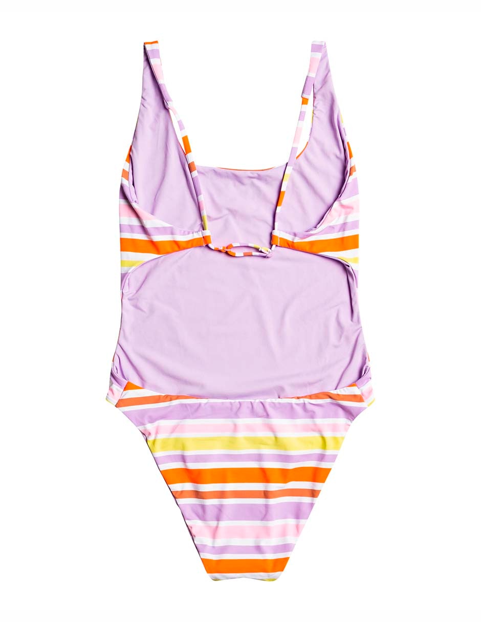 Traje de baño completo estampado a rayas para mujer 3