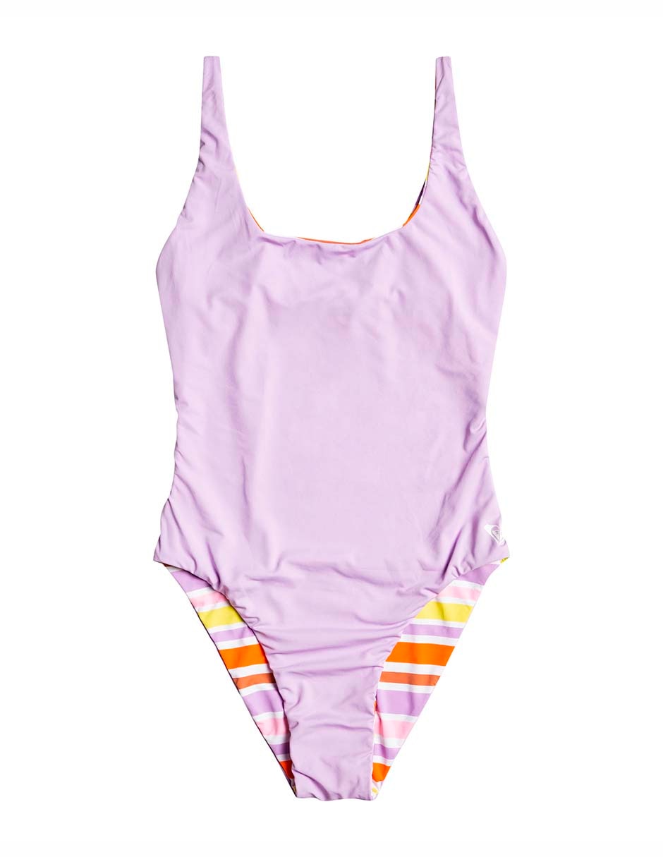 Traje de baño completo estampado a rayas para mujer 4