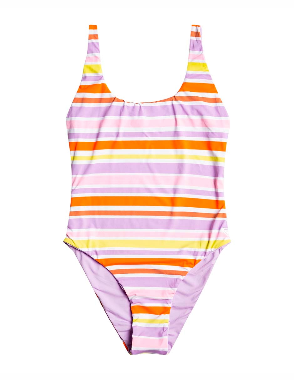 Traje de baño completo estampado a rayas para mujer 5