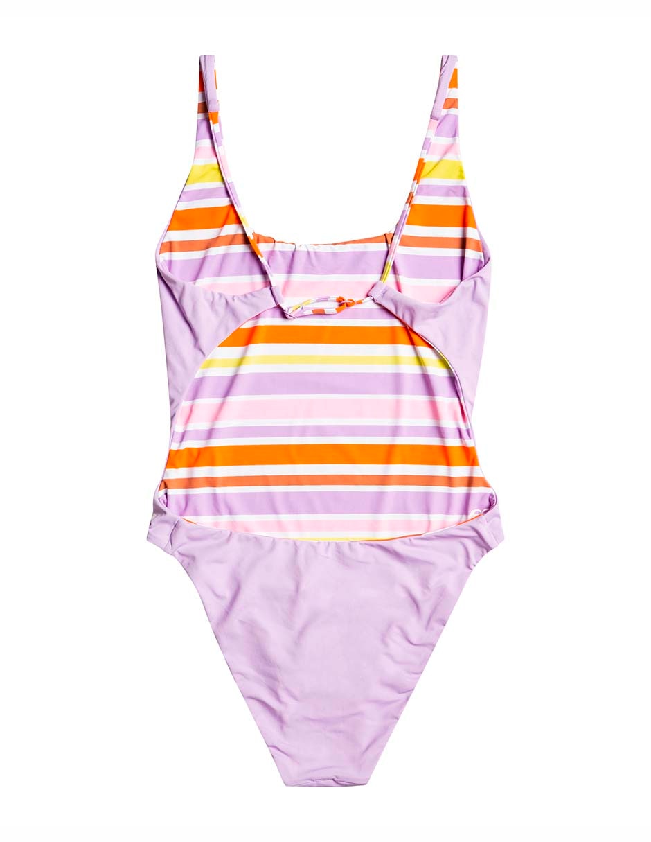 Traje de baño completo estampado a rayas para mujer 6