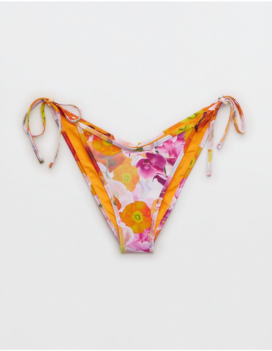Panty bikini estampado floral a la cintura para mujer