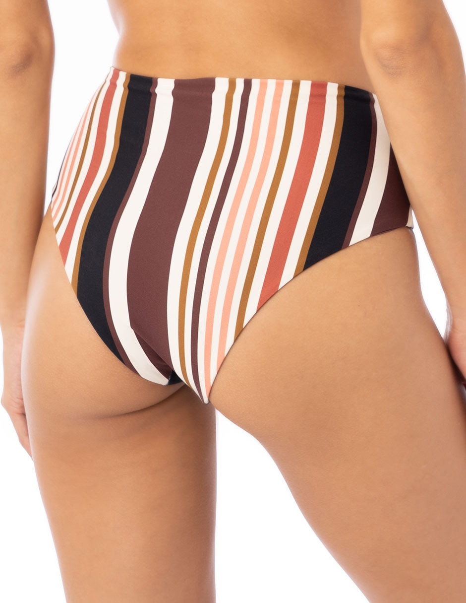 Bikini estampado a rayas a la cintura para mujer 2