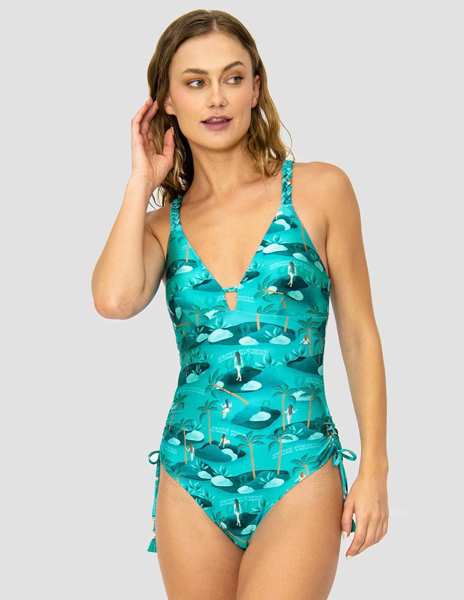 Traje de baño completo Bari Swimwear estampado para mujer