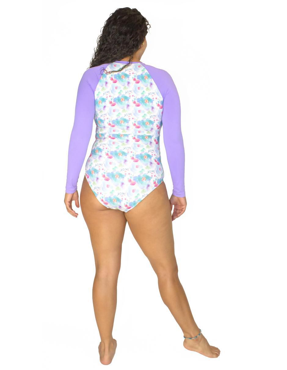 Traje de baño completo estampado floral para mujer 8