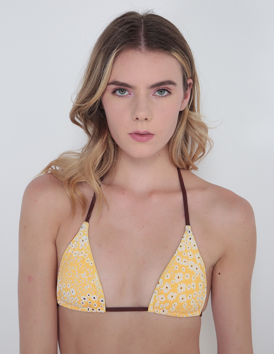 Top bikini estampado floral con copa removible para mujer