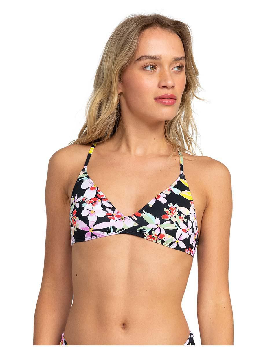 Top bikini Mujer Roxy azul floral