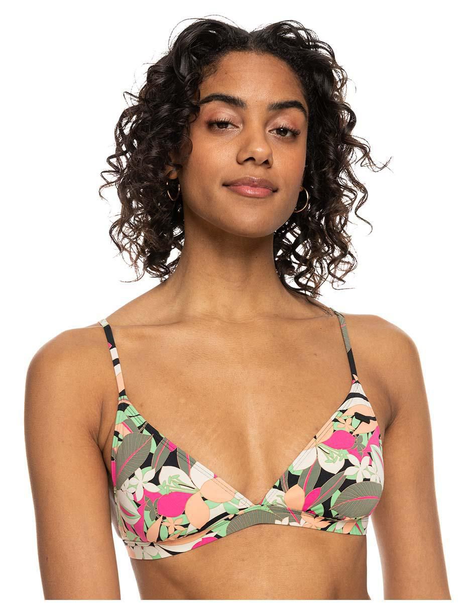 Top bikini estampado floral con copa removible para mujer