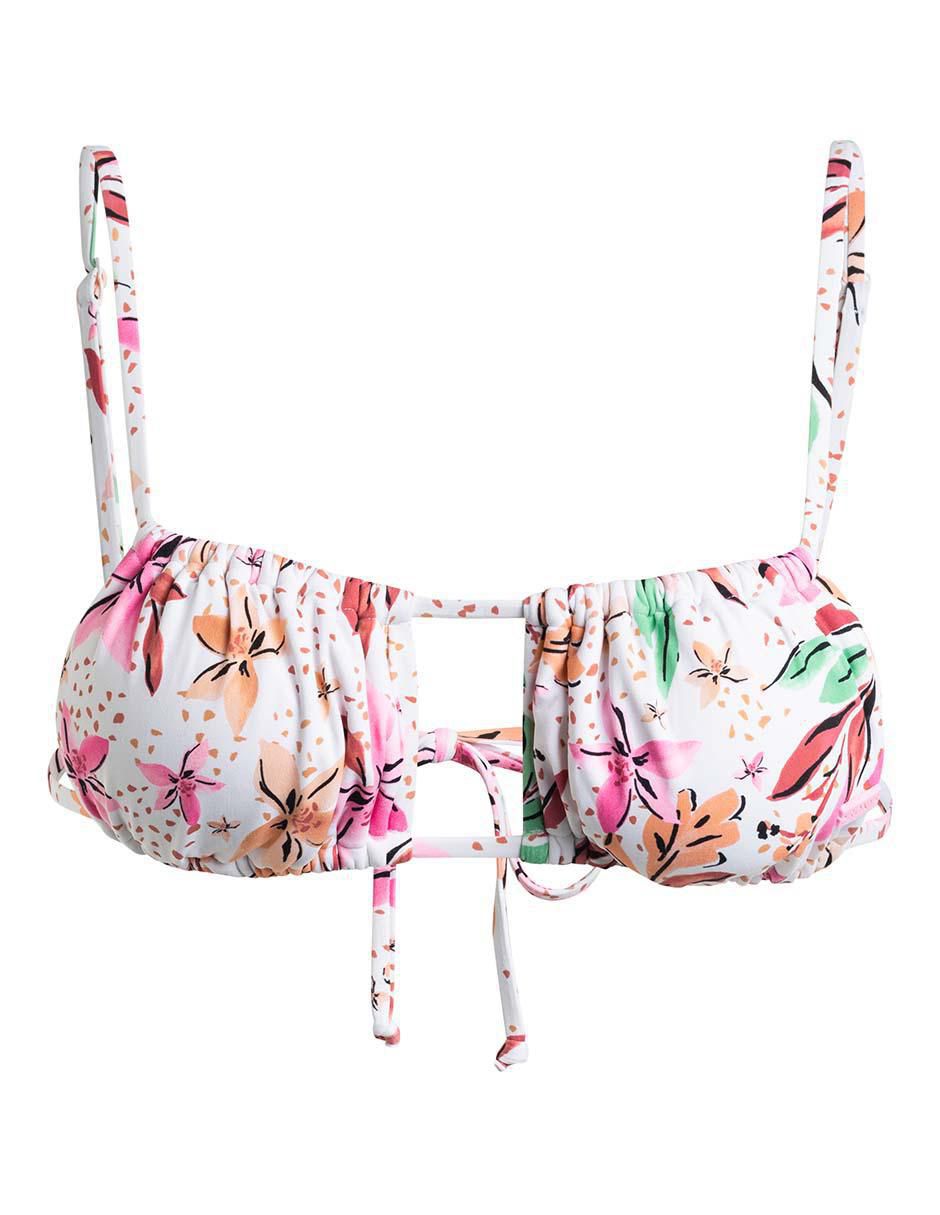 Top bikini estampado floral con copa removible para mujer 5