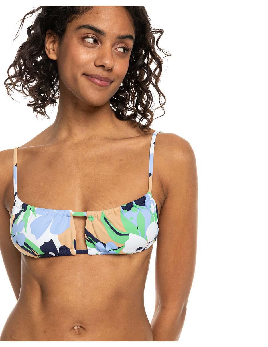 Top bikini estampado floral con copa removible para mujer Top bikini estampado floral con copa removible para mujer