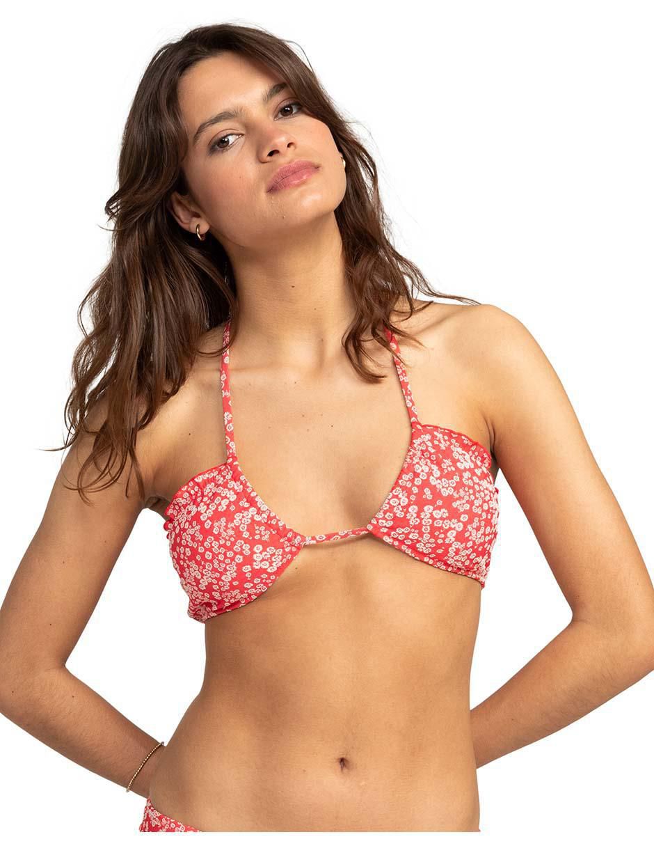 Top bikini estampado floral con copa removible para mujer Top bikini estampado floral con copa removible para mujer
