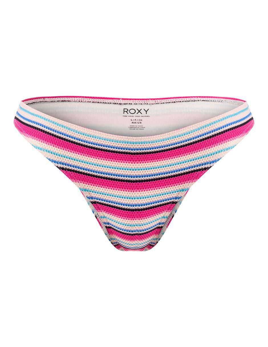 Panty bikini estampado a rayas a la cadera para mujer 2