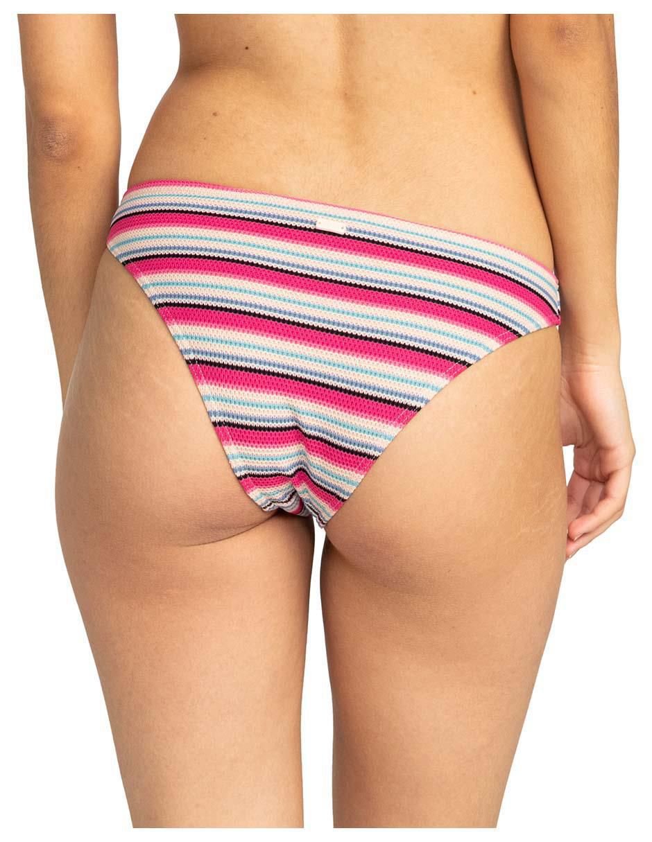 Panty bikini estampado a rayas a la cadera para mujer 3