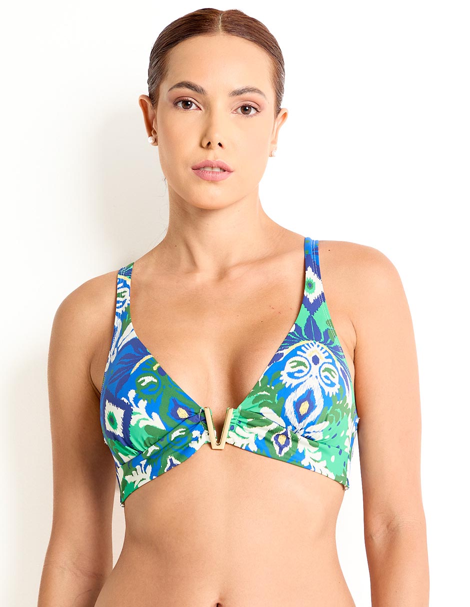 Top bikini estampado con copas para mujer Top bikini estampado con copas para mujer