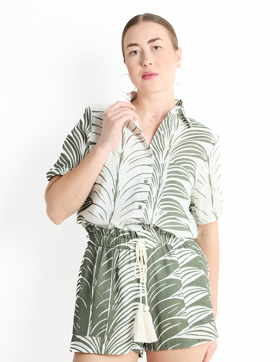 Salida de playa camisa con pompón para mujer