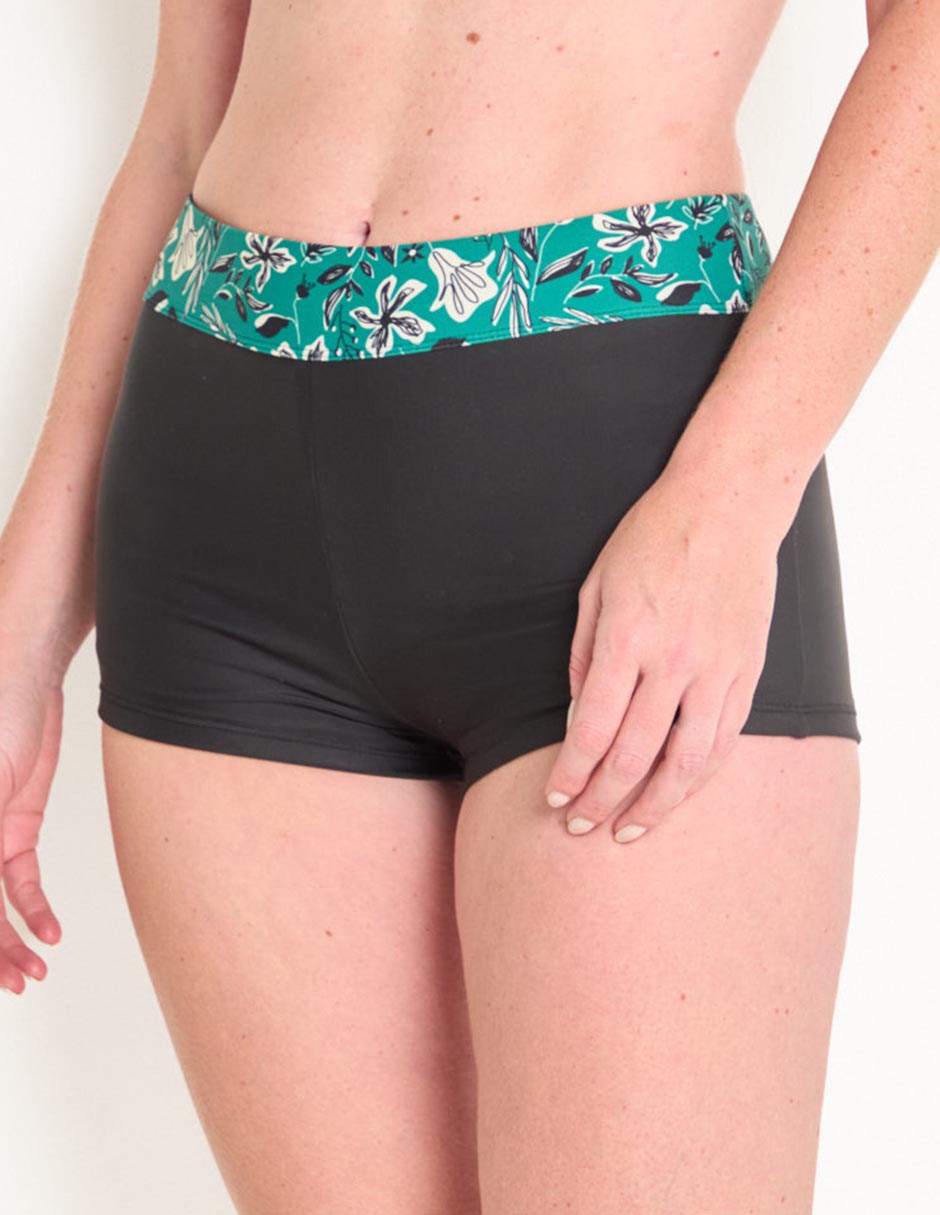 Boxer bikini estampado floral a la cintura para mujer
