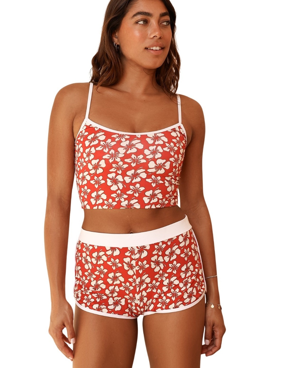 Top bikini estampado floral para mujer