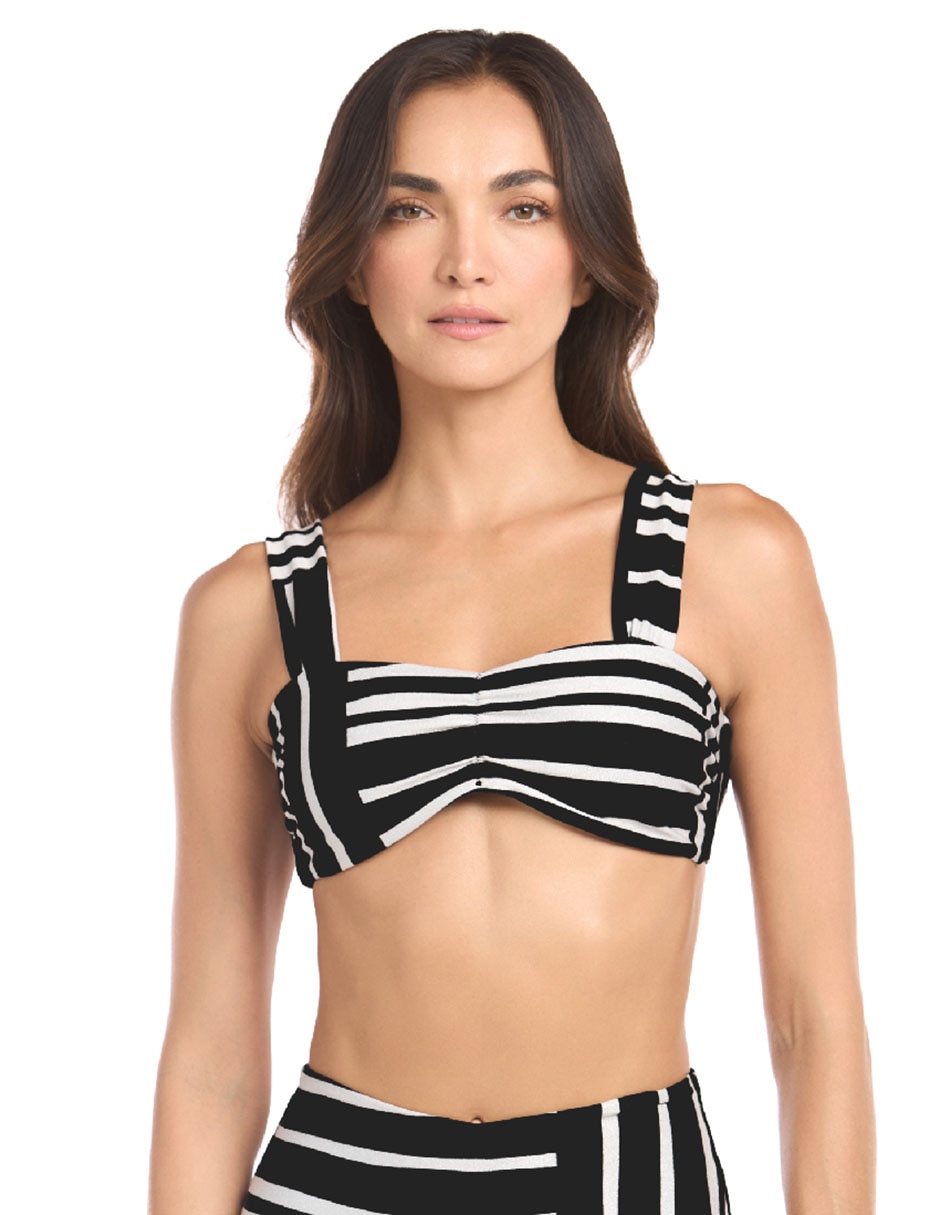 Top bikini estampado a rayas para mujer
