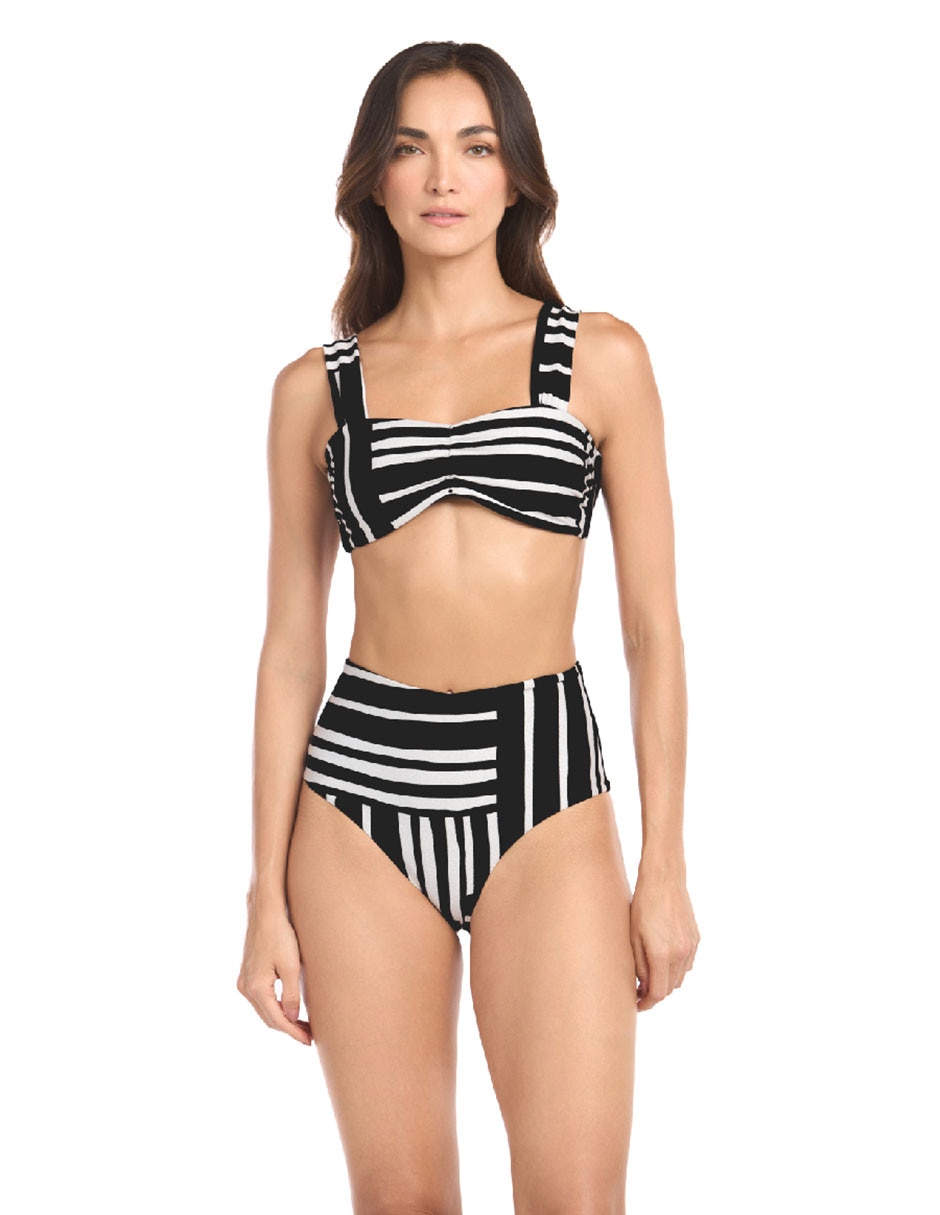 Top bikini estampado a rayas para mujer 3