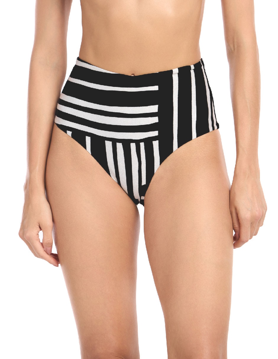 Bikini estampado a rayas a la cintura para mujer