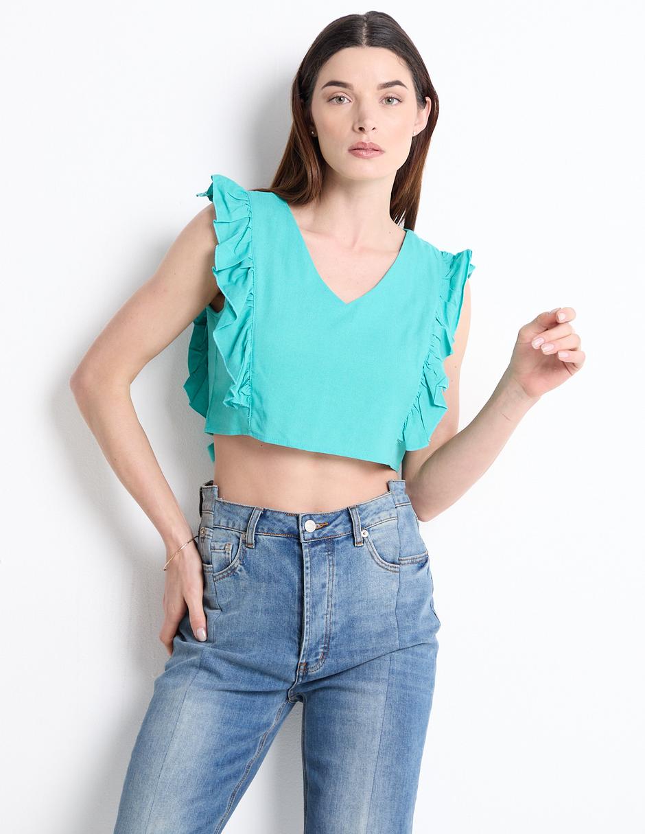 Top cuello V