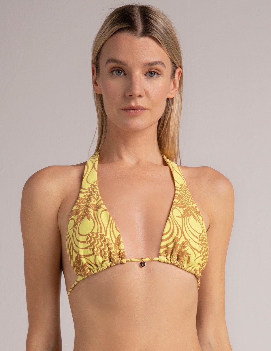 Top bikini estampado floral con copa removible para mujer