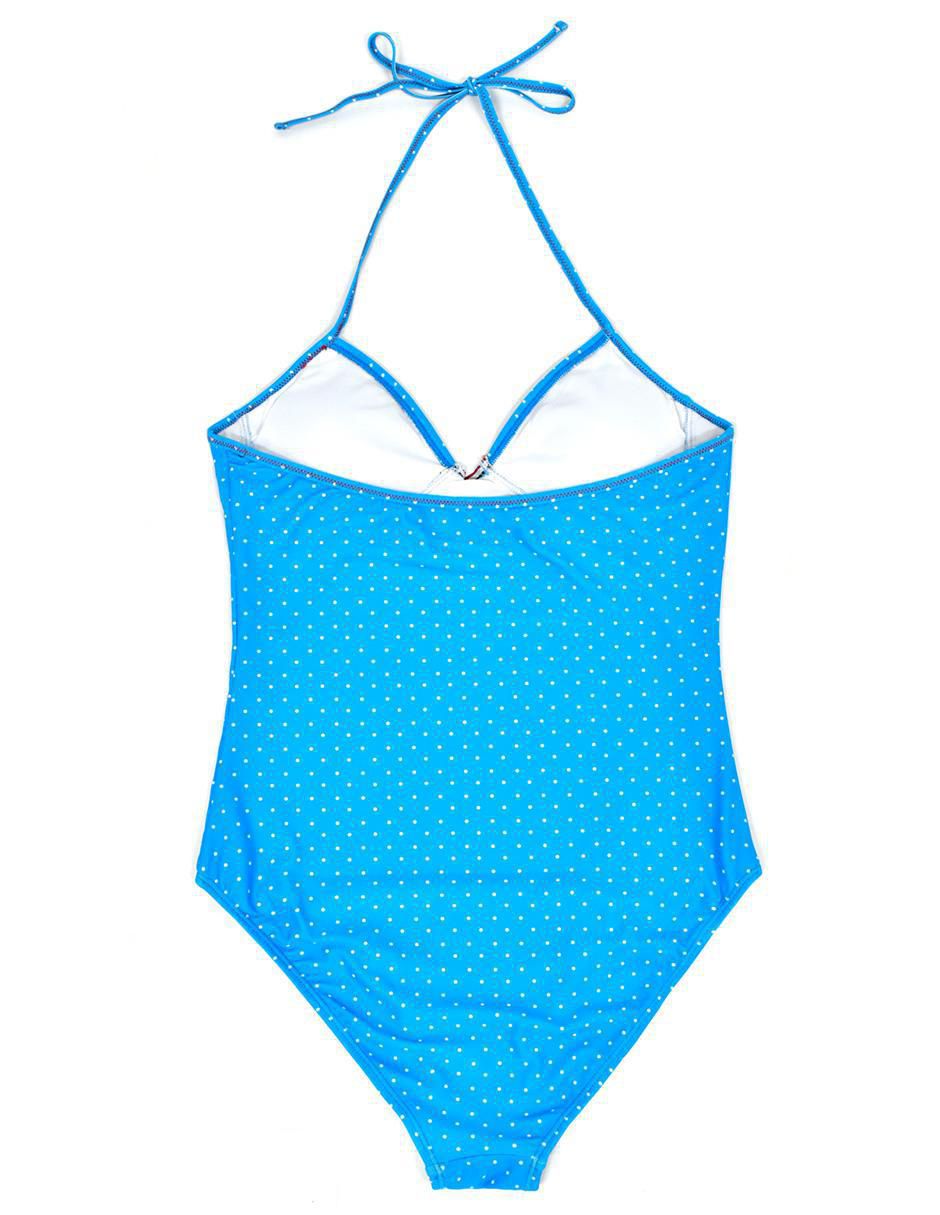Traje de baño completo estampado lunares para mujer 4
