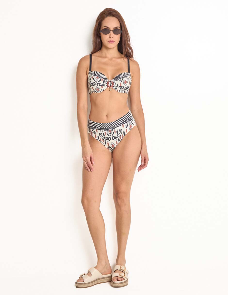 Top bikini estampado étnico con copa preformada para mujer 5