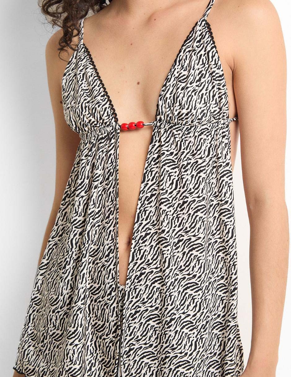 Top bikini estampado animal print con copa triangular para mujer 4