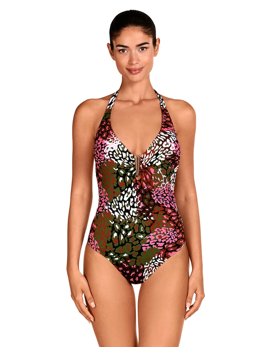 Traje de baño completo estampado animal print para mujer
