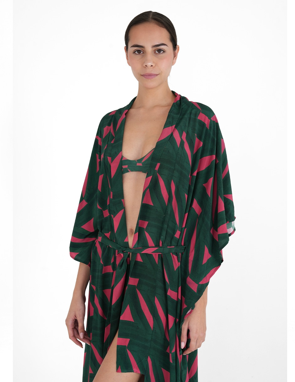 Salida de playa kimono con amarre para mujer 3