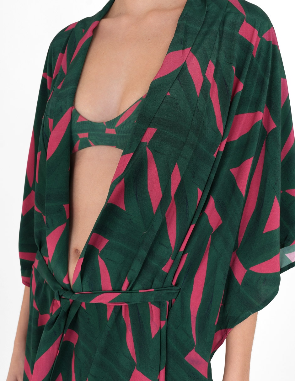Salida de playa kimono con amarre para mujer 4