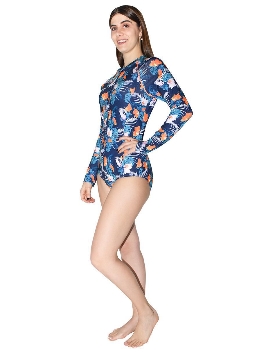 Traje de baño completo estampado floral para mujer 3