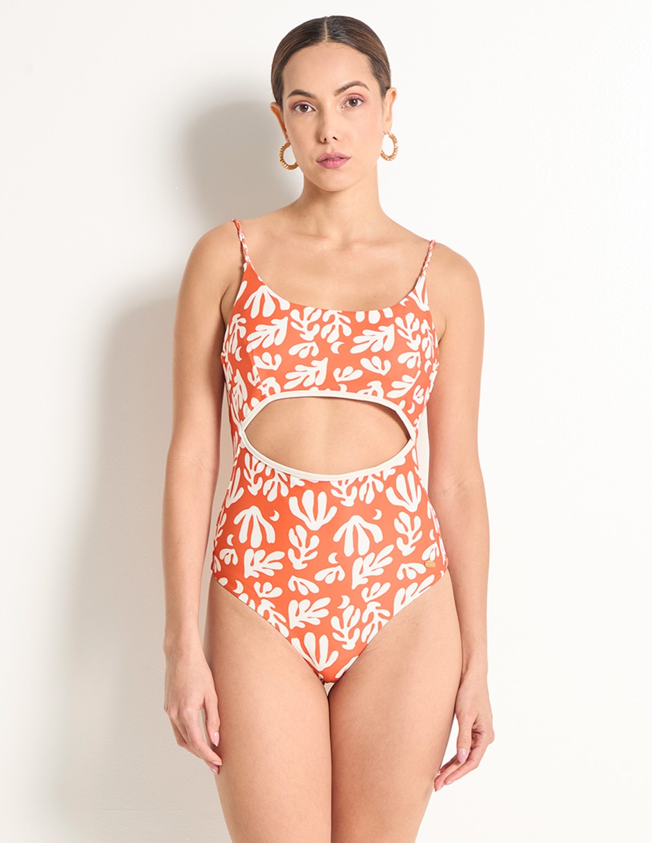 Traje de baño completo estampado hojas para mujer Traje de baño completo estampado hojas para mujer