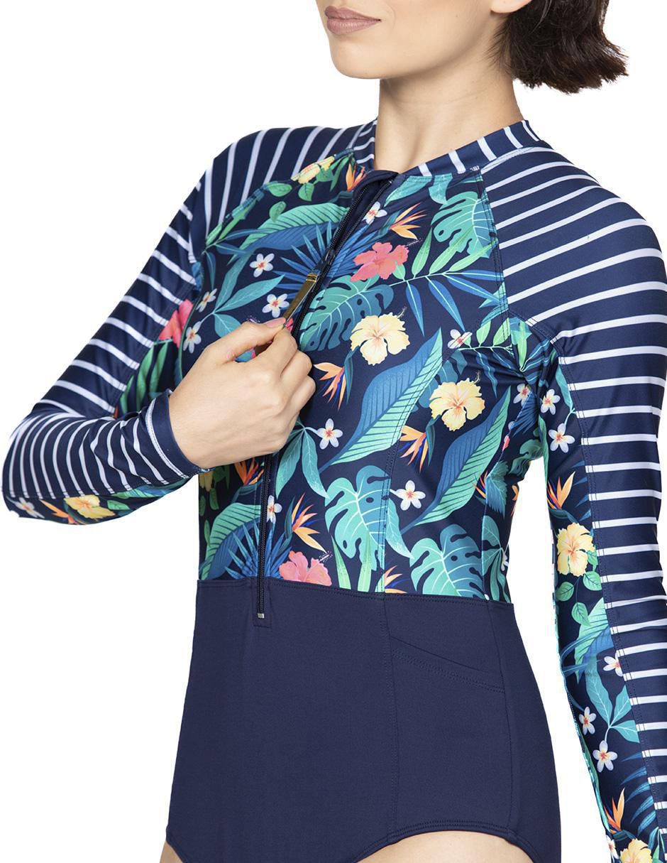Traje de baño completo estampado floral para mujer 4