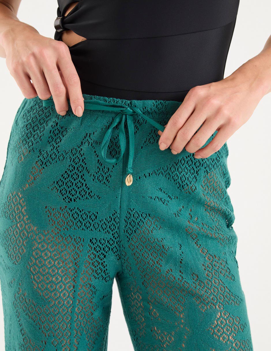 Salida de playa pantalón con encaje para mujer 4