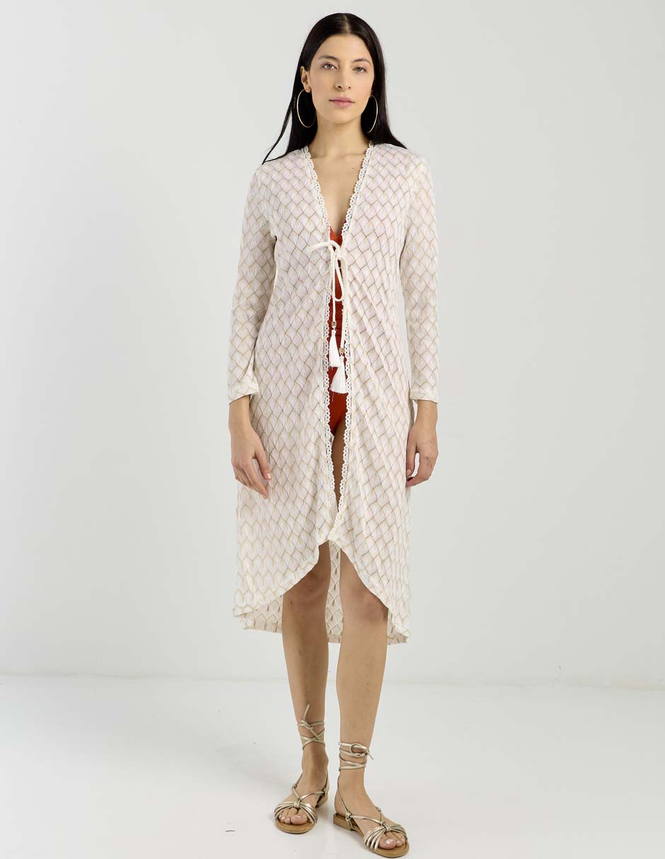 Salida de playa kimono con amarre para mujer Salida de playa kimono con amarre para mujer