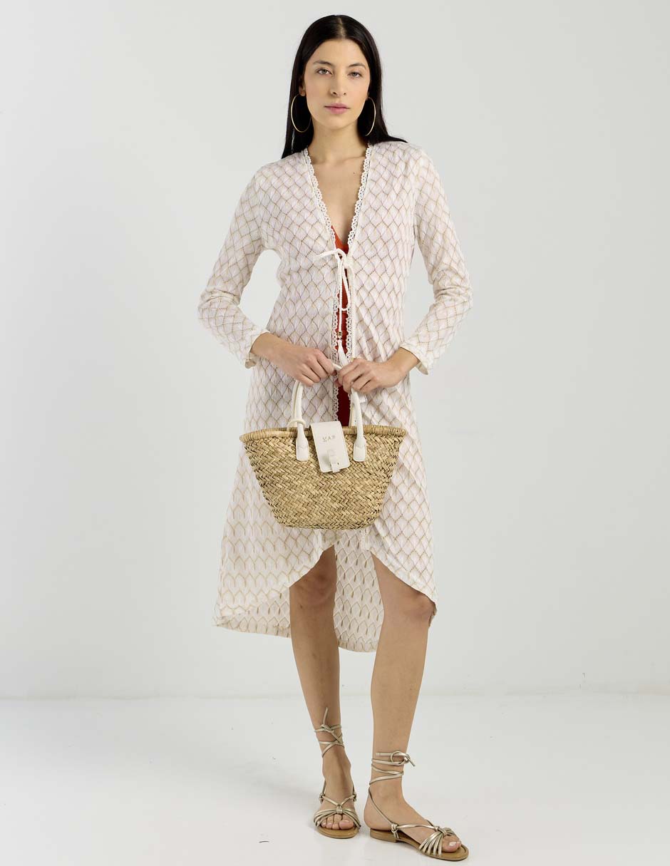 Salida de playa kimono con amarre para mujer 3
