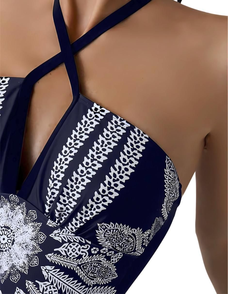 Traje de baño completo estampado grecas para mujer 3