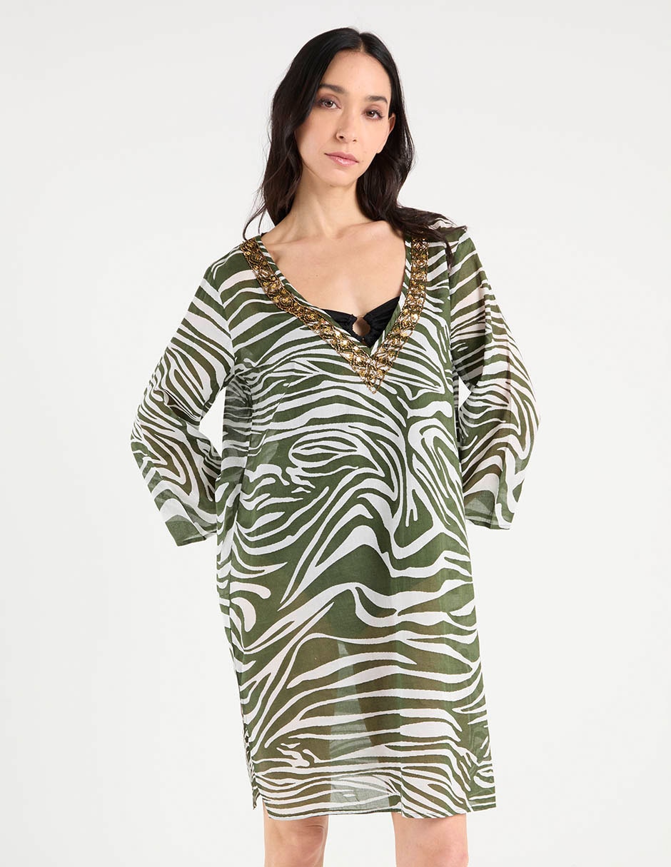 Salida de playa kimono con pedrería para mujer