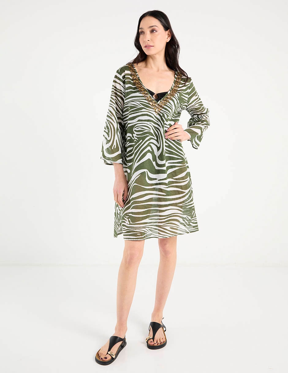 Salida de playa kimono con pedrería para mujer 2