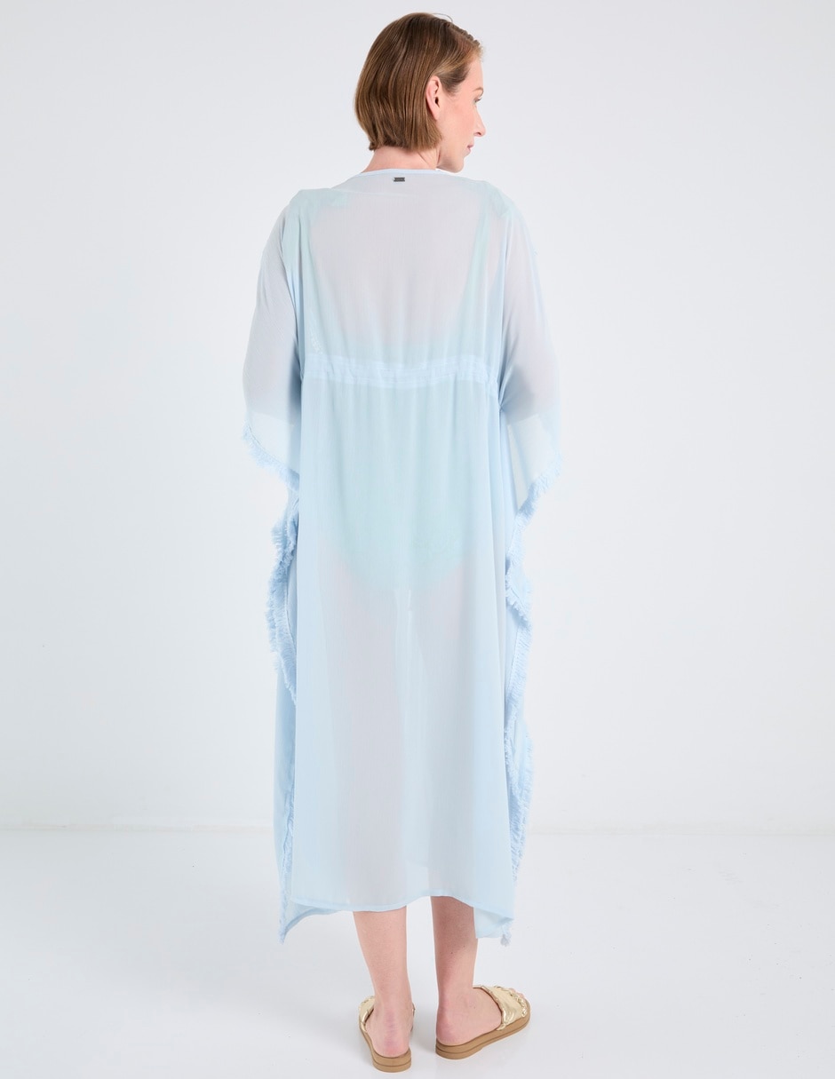 Salida de playa kimono con flecos para mujer 2