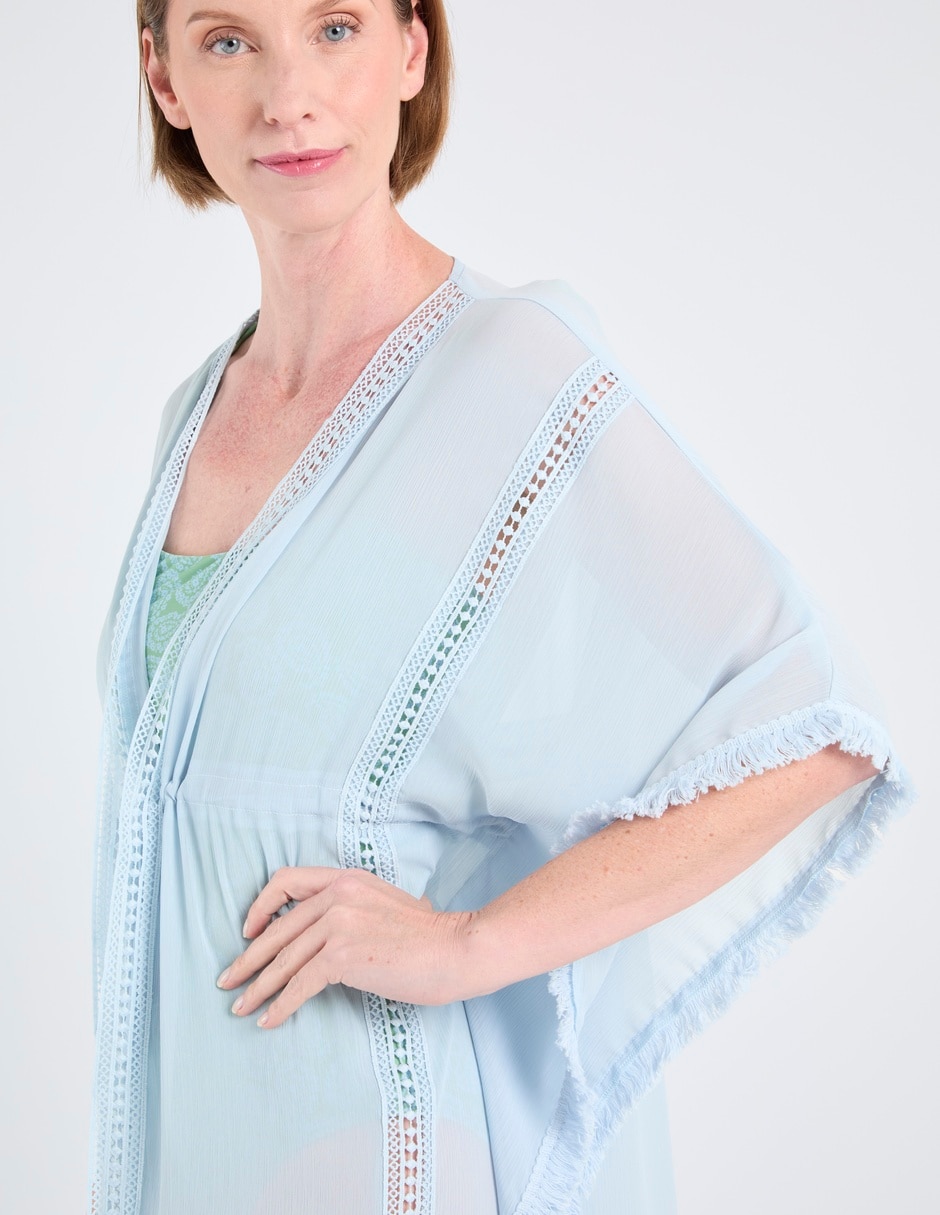 Salida de playa kimono con flecos para mujer 4
