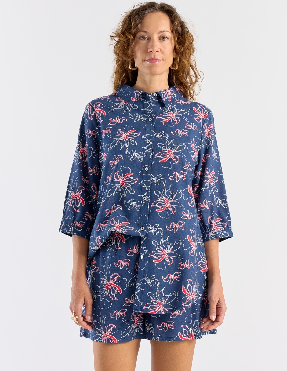 Blusa camisera manga 3/4 para mujer 2