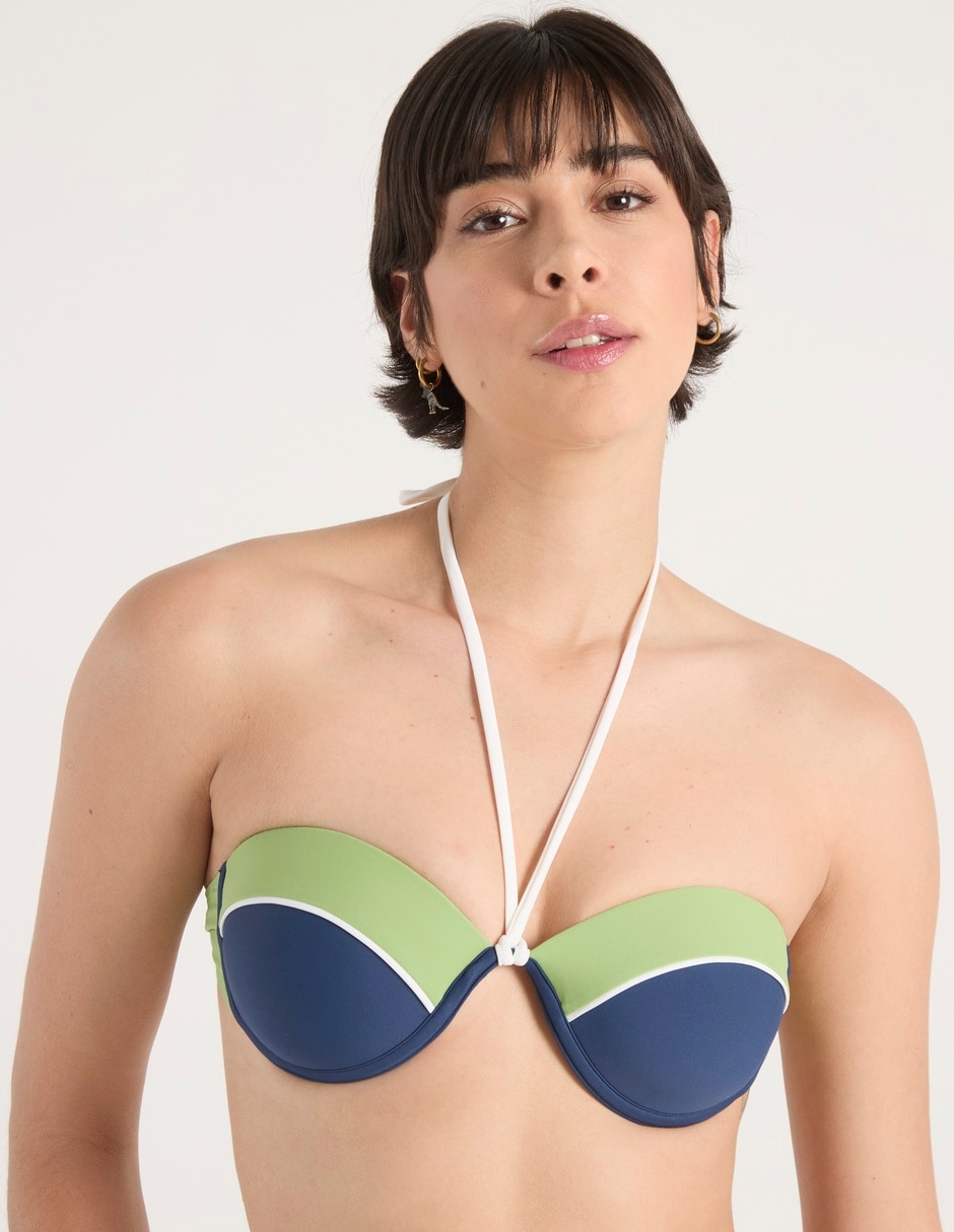 Top estampado bloques de color con copas para mujer Top estampado bloques de color con copas para mujer